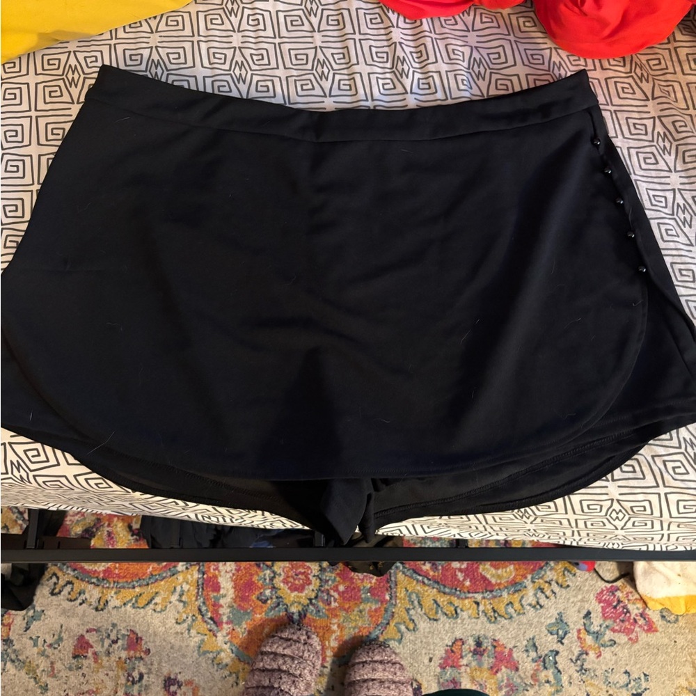 SHEIN Black Skort with Button Accent